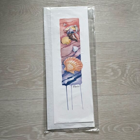 Paul Brent 1992 Signed Beach Scallop Print 1208 Seashell Beach Vertical Ocean - Picture 1 of 13